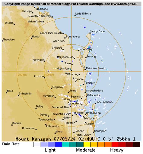 View the current warnings for Queensland · Loops, Single . . Radar loop gympie